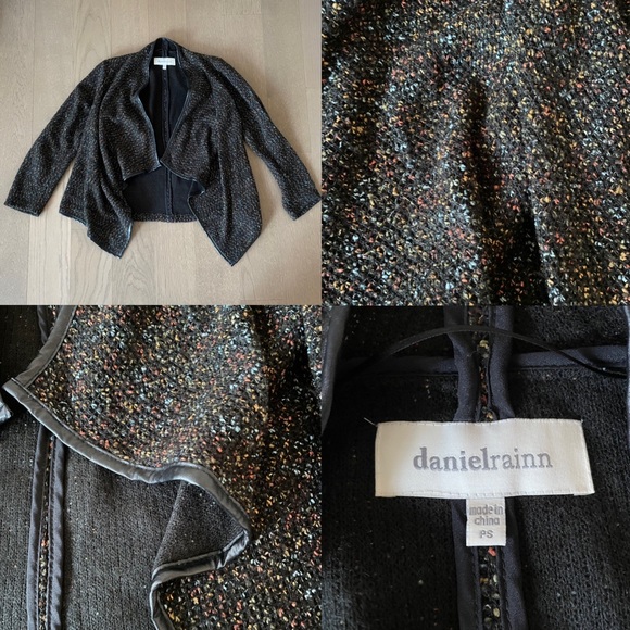 Daniel Rainn rainbow speckled blazer with faux leather trim - Picture 1 of 8